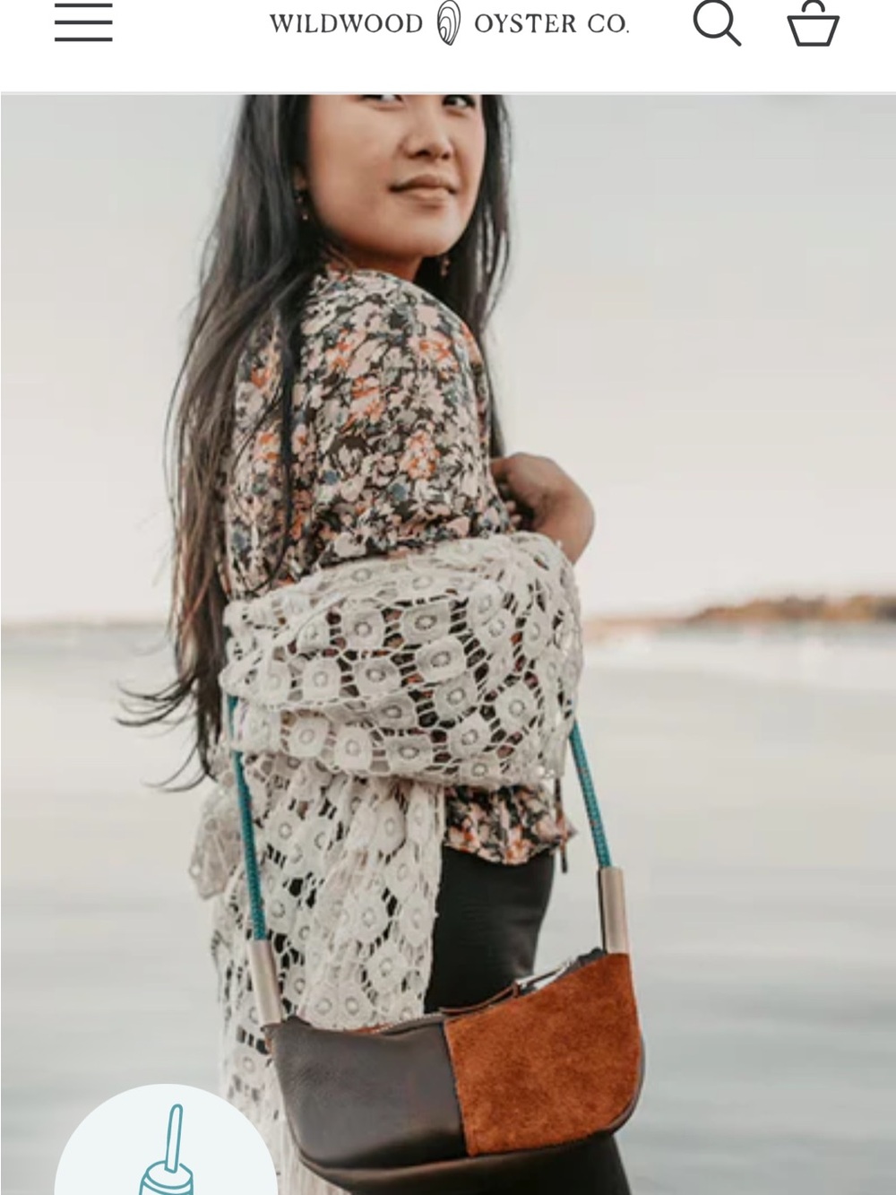 NWT Wildwood Oyster Co. Brown Leather & Suede Crossbody Bag